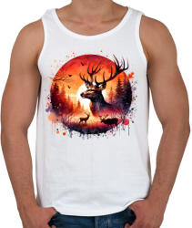printfashion Szarvas - erdei naplemente - ajándék vadászoknak - Férfi atléta - Fehér (15371074)