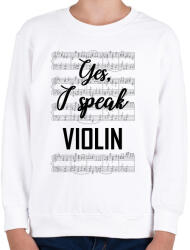printfashion I speak violin - Gyerek pulóver - Fehér (7640880)