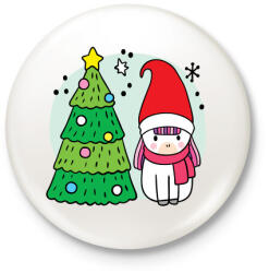 printfashion Unikornis Karácsony - Kitűző, hűtőmágnes - Fehér (5568980)