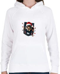 printfashion Vicces karácsonyi nyuszi zsebben - mikulás sapkában - Női kapucnis pulóver - Fehér (15221854)