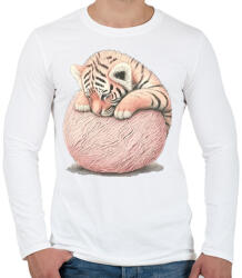 printfashion Bébi tigris egy pink labdával - Férfi hosszú ujjú póló - Fehér (12637652)