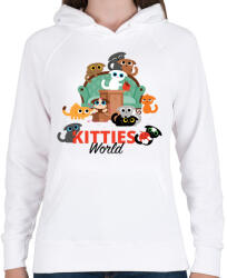 printfashion Cica világ - Női kapucnis pulóver - Fehér (1071663)