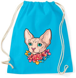 printfashion Szfinx cica virágokkal - Sportzsák, Tornazsák - Surf blue (4258496)
