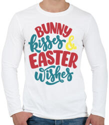 printfashion Bunny kisses & Easter wishes - Férfi hosszú ujjú póló - Fehér (6328637)