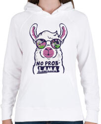 printfashion Láma - no problama - Női kapucnis pulóver - Fehér (4207460)