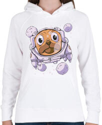 printfashion Űrhajós mopsz - Női kapucnis pulóver - Fehér (12037926)