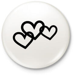 printfashion Black hearts - Kitűző, hűtőmágnes - Fehér (3083623)
