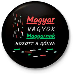 printfashion Magyar vagyok - Kitűző, hűtőmágnes - Fekete (15757286)
