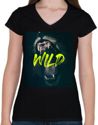 printfashion Wild - Női V-nyakú póló - Fekete (2932241)