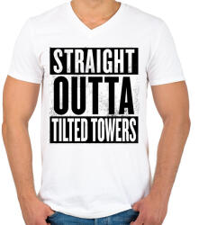printfashion Tilted Towers - Férfi V-nyakú póló - Fehér (927310)