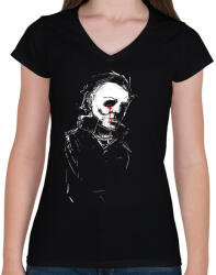 printfashion Michael Myers - Női V-nyakú póló - Fekete (5559267)