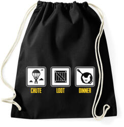 printfashion PUBG - chute - loot - dinner - Sportzsák, Tornazsák - Fekete (826310)