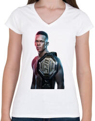 printfashion Israel Adesanya MMA - Női V-nyakú póló - Fehér (5079589)