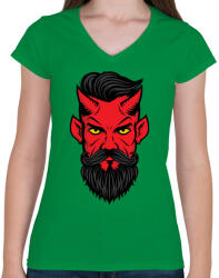 printfashion Hipszter sátán - Női V-nyakú póló - Zöld (1067906)