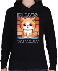 printfashion In Cats We Trust - Női kapucnis pulóver - Fekete (16787073)