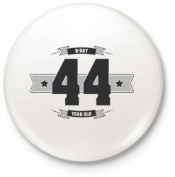 printfashion b-day-44-dark-lightgrey - Kitűző, hűtőmágnes - Fehér (3076397)