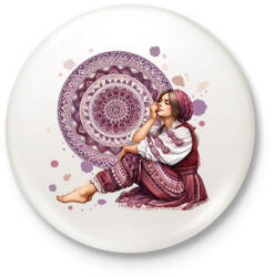 printfashion Fiatal lány népies ruhában - Kitűző, hűtőmágnes - Fehér (15913039)