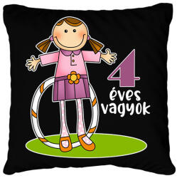 printfashion 4 éves vagyok" kislányoknak - Párnahuzat, Díszpárnahuzat - Fekete (13458443)