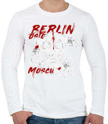 printfashion La casa de papel art - sötét alaphoz - Férfi hosszú ujjú póló - Fehér (4801410)