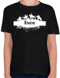 printfashion Lovas minta - Névvel, fehér - Gyerek póló - Fekete (6324096)
