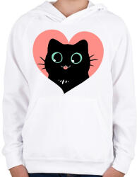 printfashion Imádom a fekete cicákat - Gyerek kapucnis pulóver - Fehér (1322006)