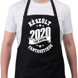 printfashion Készült 2020 - 1 éve vagyok fantasztikus - Kötény - Fekete (5334952)