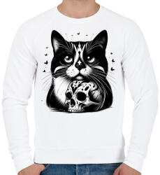 printfashion Macska - Férfi pulóver - Fehér (15323308)