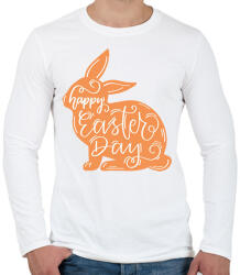 printfashion Happy Easter Day - Nyuszis minta - Férfi hosszú ujjú póló - Fehér (6328641)