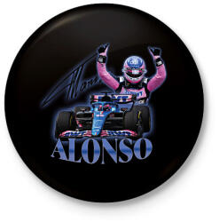 printfashion Alonso F1 - Kitűző, hűtőmágnes - Fekete (11971584)