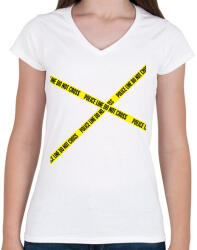 printfashion police-line - Női V-nyakú póló - Fehér (880480)