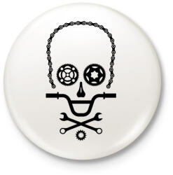 printfashion Bike Skull - Kitűző, hűtőmágnes - Fehér (3080916)