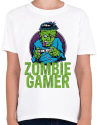 printfashion Zombie gamer - Gyerek póló - Fehér (5664282)