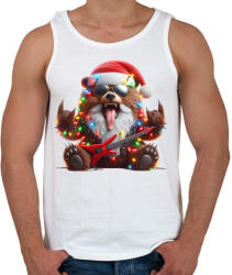 printfashion Vicces karácsonyi gitáros rocker party medve - Férfi atléta - Fehér (15238210)