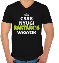 printfashion Csak nyugi raktárosvagyok! - Férfi V-nyakú póló - Fekete (4880938)