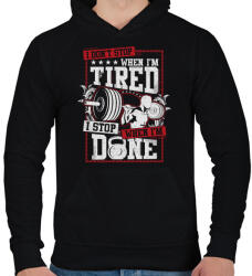 printfashion Edzés pihenés nélkül! - Férfi kapucnis pulóver - Fekete (1027829)