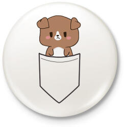 printfashion Kutyus zsebben páros minta - pizza - Kitűző, hűtőmágnes - Fehér (14134943)