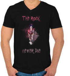 printfashion rock never die2 - Férfi V-nyakú póló - Fekete (1568521)