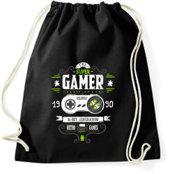 printfashion Super Retro Gamer - Sportzsák, Tornazsák - Fekete (5053891)