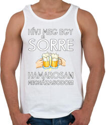 printfashion Hivj meg egy sörre, hamarosan megházasodom - Férfi atléta - Fehér (6314416)