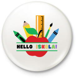 printfashion Hello Iskola - Kitűző, hűtőmágnes - Fehér (14085912)