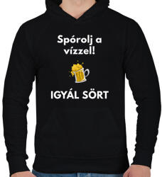 printfashion SPORÓLJ A VÍZZEL - Férfi kapucnis pulóver - Fekete (1584324)