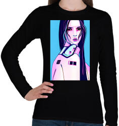 printfashion Android-ember-lány-absztrakt_1 - Női hosszú ujjú póló - Fekete (14073021)