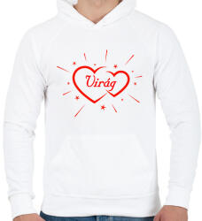 printfashion Virág - Férfi kapucnis pulóver - Fehér (15611851)