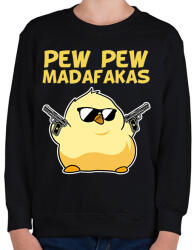 printfashion Pew Pew madafakas csirke - Gyerek pulóver - Fekete (6318385)