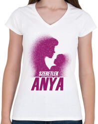 printfashion Szeretlek anya - Női V-nyakú póló - Fehér (4779638)