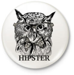 printfashion Hipster bagoly - Kitűző, hűtőmágnes - Fehér (3075293)