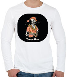 printfashion Time to Music - Gitáros csontváz - Férfi hosszú ujjú póló - Fehér (6371921)