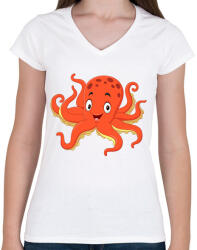 printfashion polip - Női V-nyakú póló - Fehér (15603177)