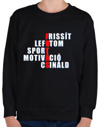 printfashion Futás szavak - Gyerek pulóver - Fekete (2417075)