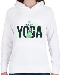 printfashion Meditációs jóga - Női kapucnis pulóver - Fehér (6346194)